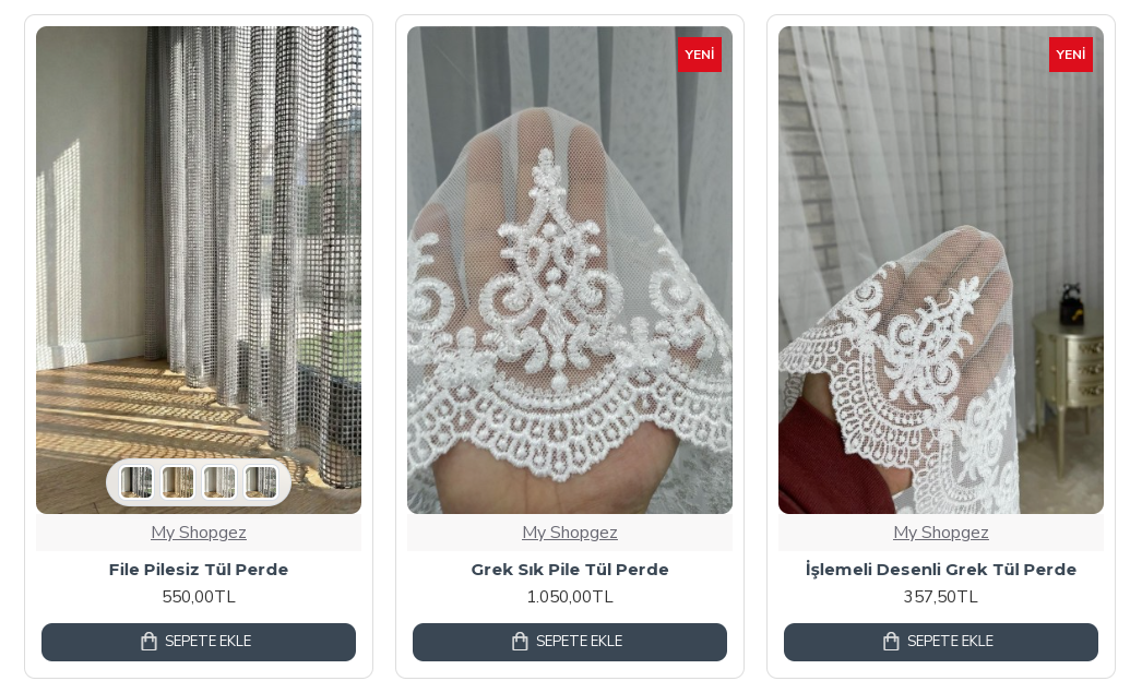 Shopgez kategori ürün kartlarında renk ve desen seçenek görselleri masaüstü gerçek ekranı
