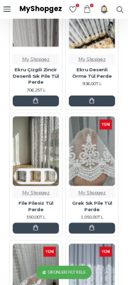 Shopgez kategori ürün kartlarında renk ve desen seçenek görselleri mobil gerçek ekranı
